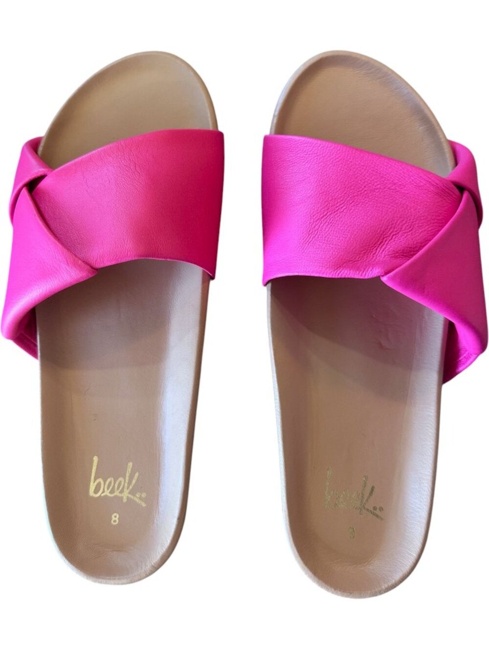 NWB Beek Tori Leather Slide Sandal Azelea Size 8